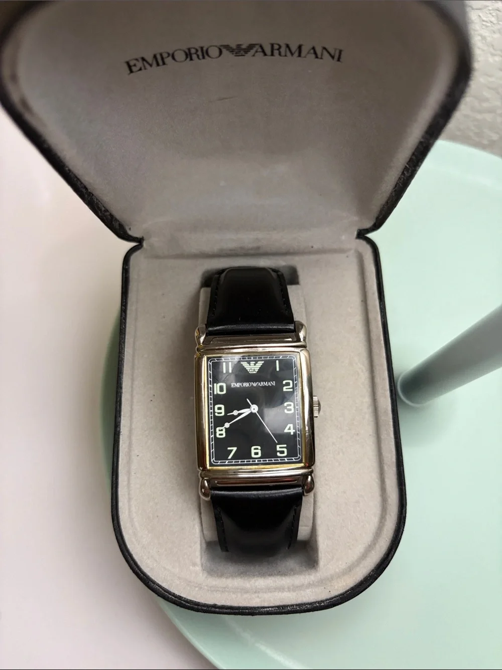 Vintage Emporio Armani Men's Black Leather Strap Watch